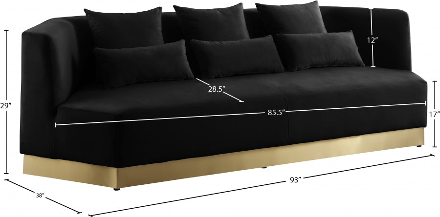 Marquis Black Velvet Sofa - 600Black-S - Vega Furniture