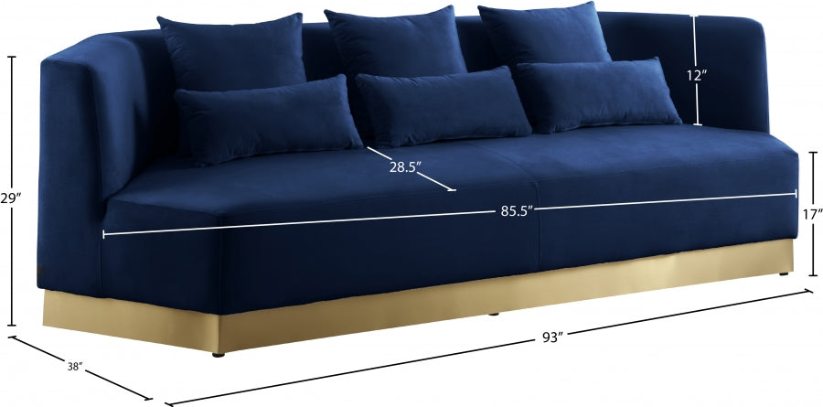 Marquis Blue Velvet Sofa - 600Navy-S - Vega Furniture