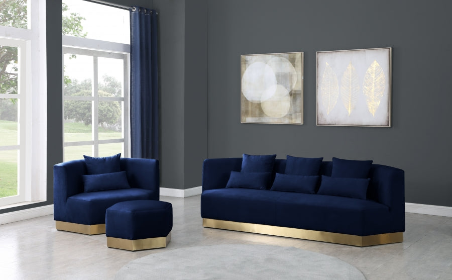 Marquis Blue Velvet Sofa - 600Navy-S - Vega Furniture