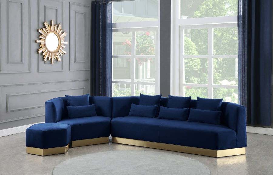 Marquis Blue Velvet Sofa - 600Navy-S - Vega Furniture