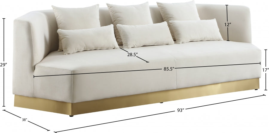 Marquis Cream Velvet Sofa - 600Cream-S - Vega Furniture