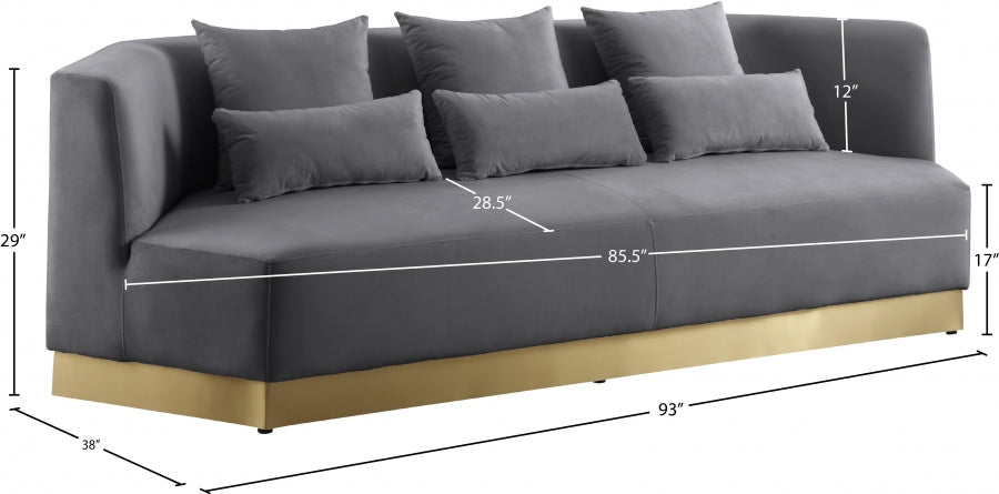 Marquis Grey Velvet Sofa - 600Grey-S - Vega Furniture