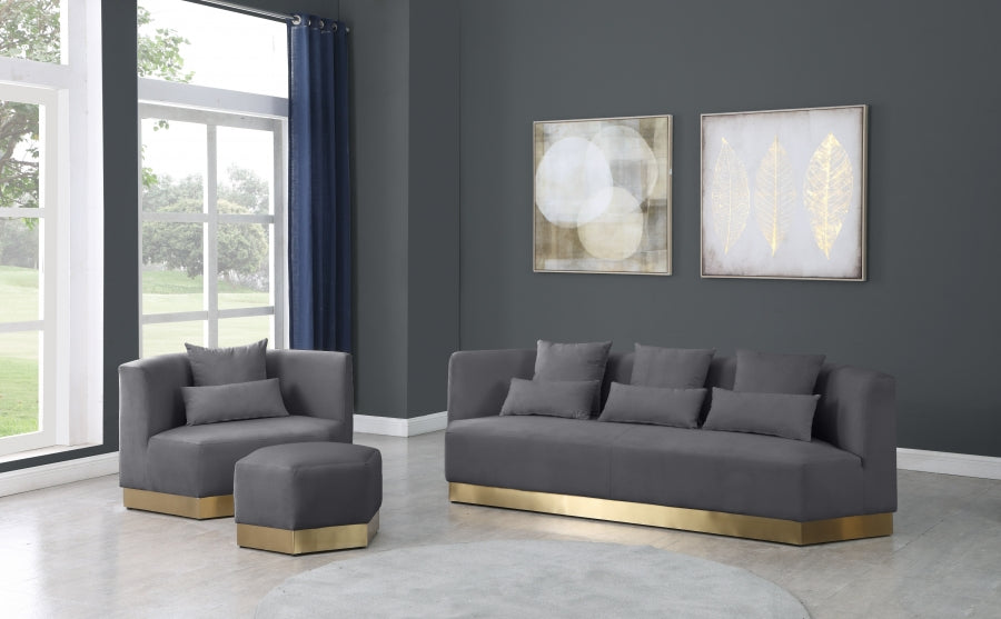 Marquis Grey Velvet Sofa - 600Grey-S - Vega Furniture