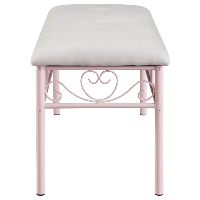 Massi Powder Pink Tufted Upholstered Bench - 401156 - Vega Furniture