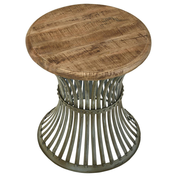 Matyas Natural Top/Blue Distressed Base Round Accent Table - 931198 - Vega Furniture