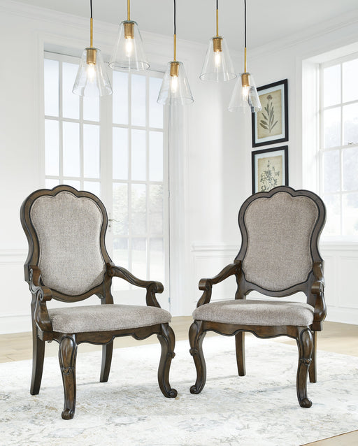 Maylee Dark Brown Dining Arm Chair, Set of 2 - D947-01A - Vega Furniture