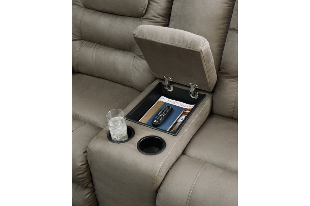 McCade Cobblestone Reclining Loveseat with Console - 1010494 - Vega Furniture