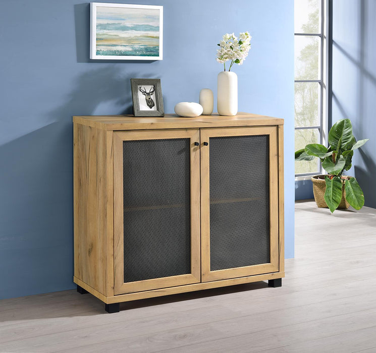 McHale Golden Oak Accent Cabinet with Two Mesh Doors - 951056 - Vega Furniture