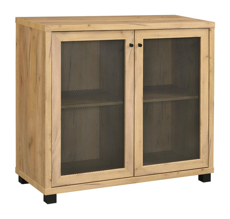 McHale Golden Oak Accent Cabinet with Two Mesh Doors - 951056 - Vega Furniture