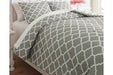 Media Gray/White 3-Piece Full Comforter Set - Q790003F - Vega Furniture