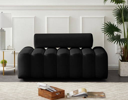 Melody Black Velvet Loveseat - 647Black-L - Vega Furniture