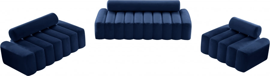 Melody Blue Velvet Loveseat - 647Navy-L - Vega Furniture