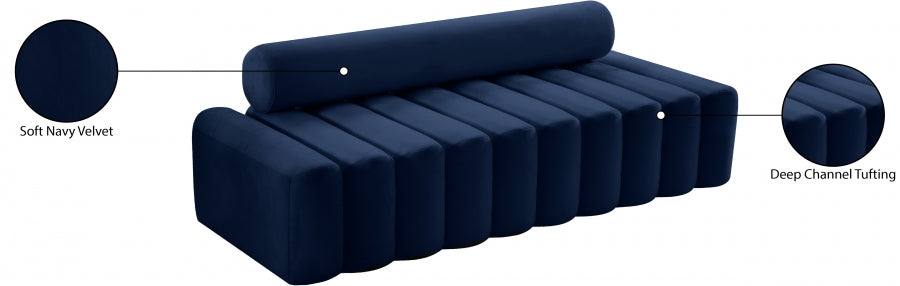 Melody Blue Velvet Sofa - 647Navy-S - Vega Furniture