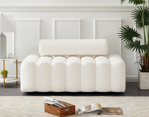 Melody Cream Velvet Loveseat - 647Cream-L - Vega Furniture