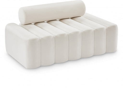 Melody Cream Velvet Loveseat - 647Cream-L - Vega Furniture