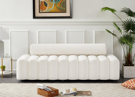 Melody Cream Velvet Sofa - 647Cream-S - Vega Furniture