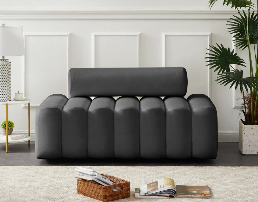 Melody Grey Velvet Loveseat - 647Grey-L - Vega Furniture