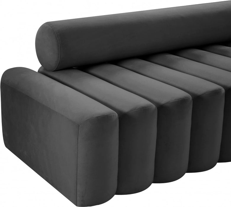 Melody Grey Velvet Loveseat - 647Grey-L - Vega Furniture