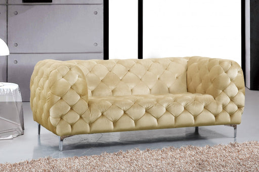 Mercer Beige Velvet Loveseat - 646BE-L - Vega Furniture