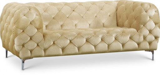 Mercer Beige Velvet Loveseat - 646BE-L - Vega Furniture