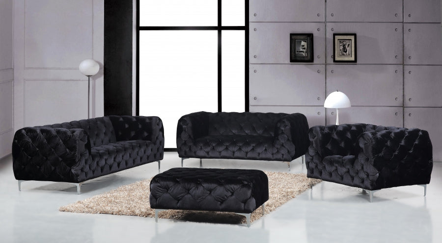 Mercer Black Velvet Chair - 646BL-C - Vega Furniture