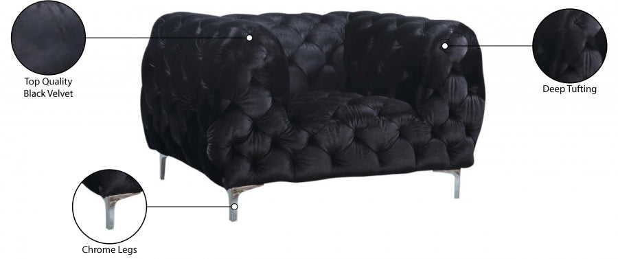 Mercer Black Velvet Chair - 646BL-C - Vega Furniture