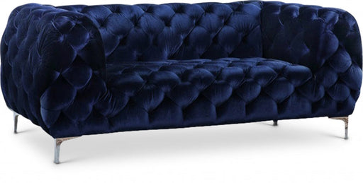 Mercer Blue Velvet Loveseat - 646Navy-L - Vega Furniture