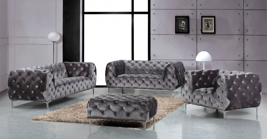 Mercer Grey Velvet Chair - 646GRY-C - Vega Furniture