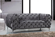 Mercer Grey Velvet Loveseat - 646GRY-L - Vega Furniture