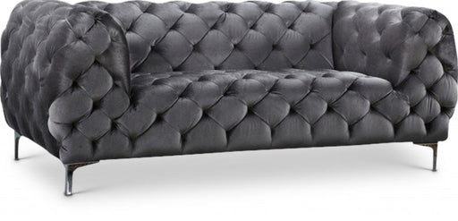 Mercer Grey Velvet Loveseat - 646GRY-L - Vega Furniture