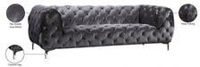 Mercer Grey Velvet Sofa - 646GRY-S - Vega Furniture