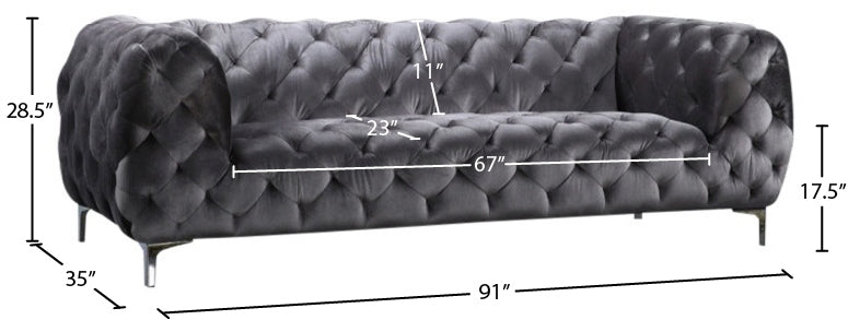 Mercer Grey Velvet Sofa - 646GRY-S - Vega Furniture