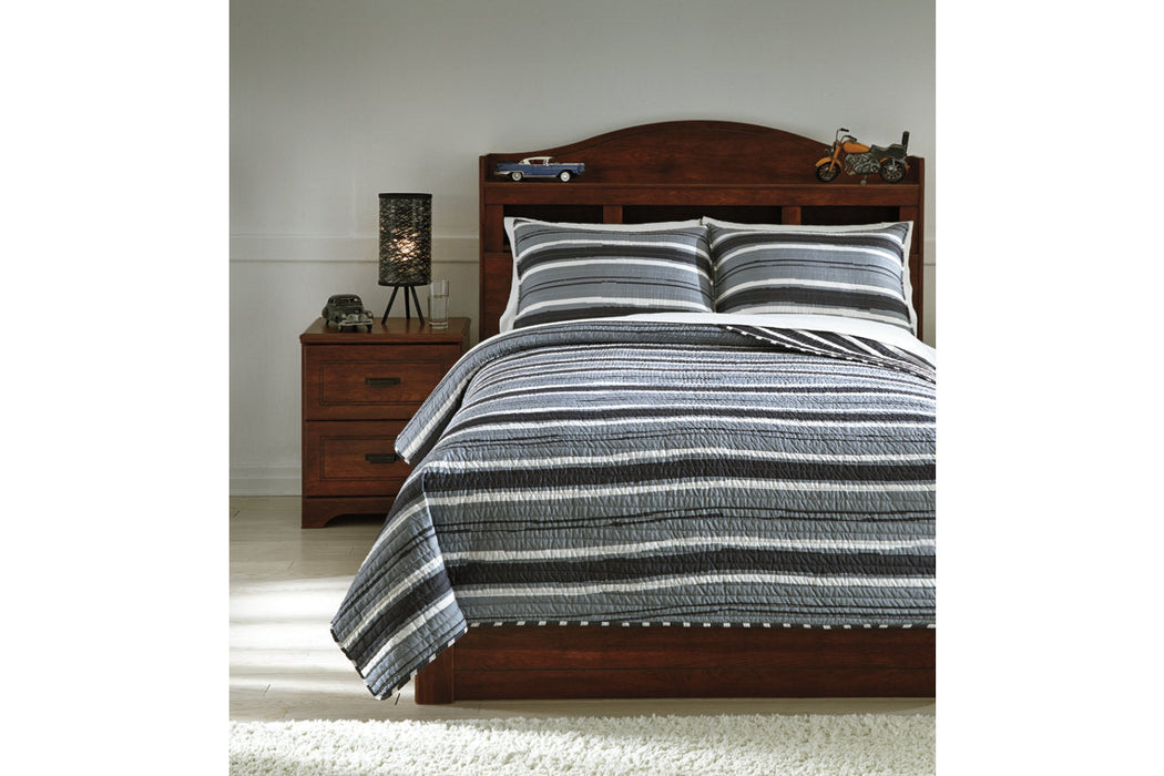 Merlin Gray/Cream 3-Piece Full Coverlet Set - Q420003F - Vega Furniture