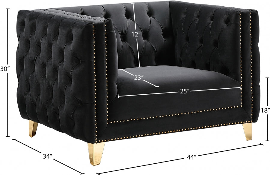 Michelle Black Velvet Chair - 652Black-C - Vega Furniture