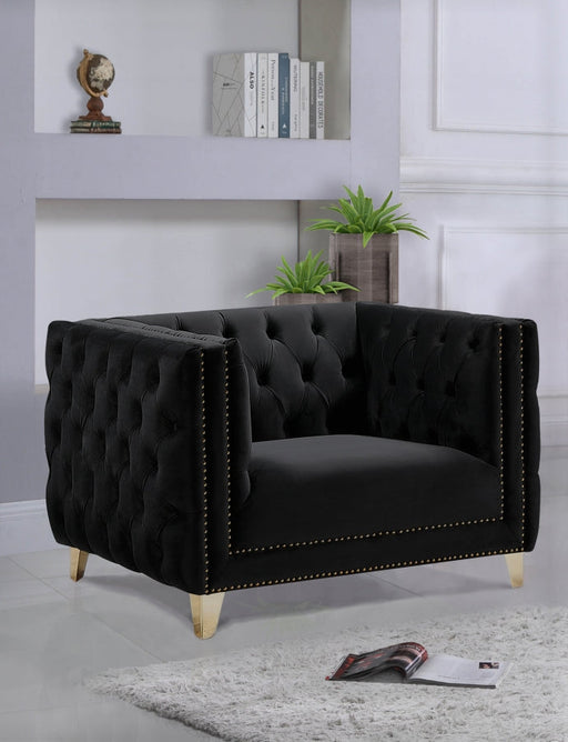 Michelle Black Velvet Chair - 652Black-C - Vega Furniture