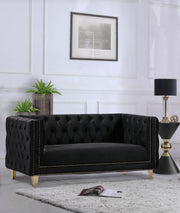 Michelle Black Velvet Loveseat - 652Black-L - Vega Furniture