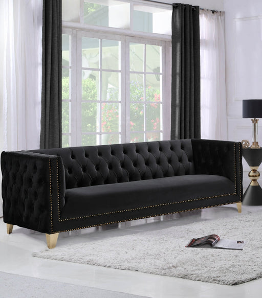 Michelle Black Velvet Sofa - 652Black-S - Vega Furniture