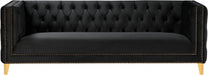 Michelle Black Velvet Sofa - 652Black-S - Vega Furniture