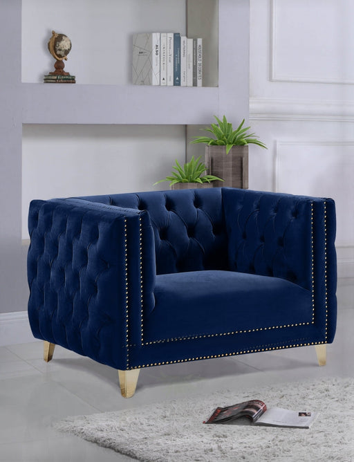 Michelle Blue Velvet Chair - 652Navy-C - Vega Furniture