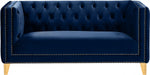 Michelle Blue Velvet Loveseat - 652Navy-L - Vega Furniture