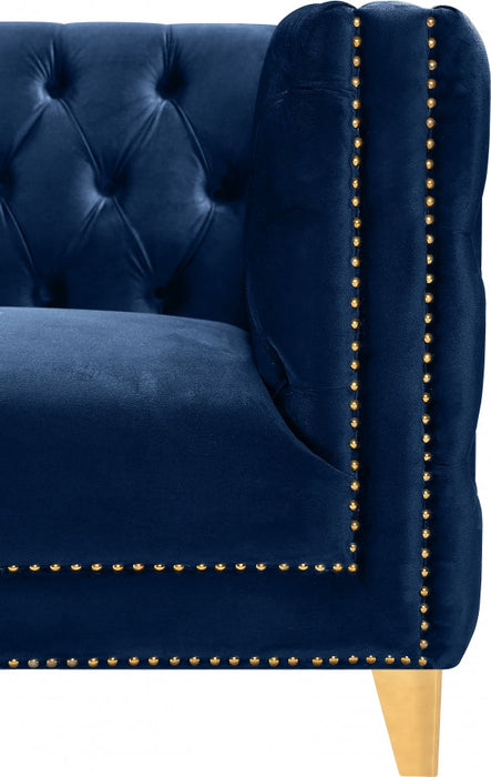 Michelle Blue Velvet Loveseat - 652Navy-L - Vega Furniture