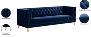 Michelle Blue Velvet Sofa - 652Navy-S - Vega Furniture