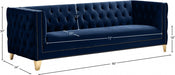 Michelle Blue Velvet Sofa - 652Navy-S - Vega Furniture