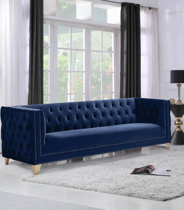 Michelle Blue Velvet Sofa - 652Navy-S - Vega Furniture