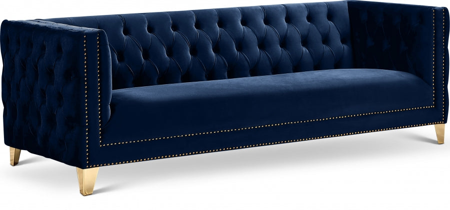 Michelle Blue Velvet Sofa - 652Navy-S - Vega Furniture