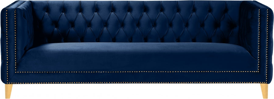 Michelle Blue Velvet Sofa - 652Navy-S - Vega Furniture