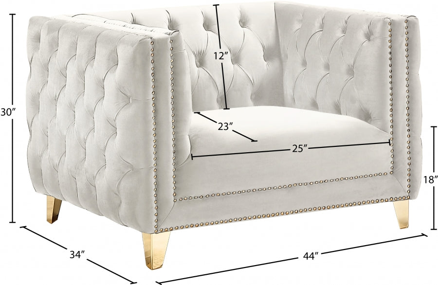 Michelle Cream Velvet Chair - 652Cream-C - Vega Furniture