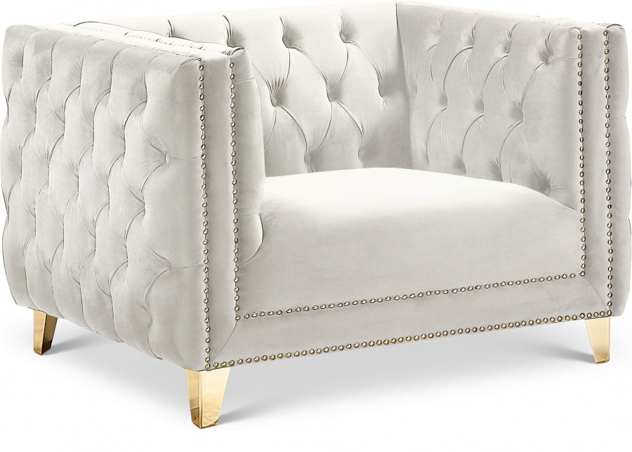 Michelle Cream Velvet Chair - 652Cream-C - Vega Furniture