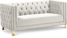 Michelle Cream Velvet Loveseat - 652Cream-L - Vega Furniture