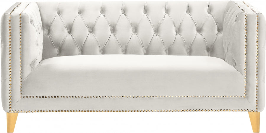 Michelle Cream Velvet Loveseat - 652Cream-L - Vega Furniture